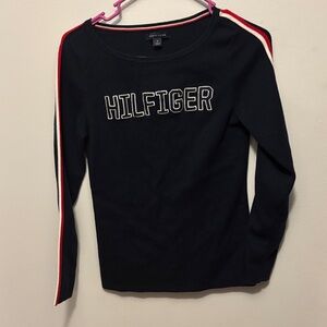 Tommy Hilfiger Black Top with Red and White Stripes